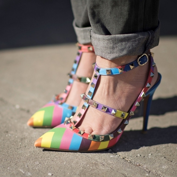rainbow valentino sandals